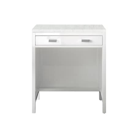 James Martin Vanities Addison 30in Countertop Unit, Glossy White w/ 3 CM Eternal Jasmine Pearl Quartz Top E444-CU30-GW-3EJP